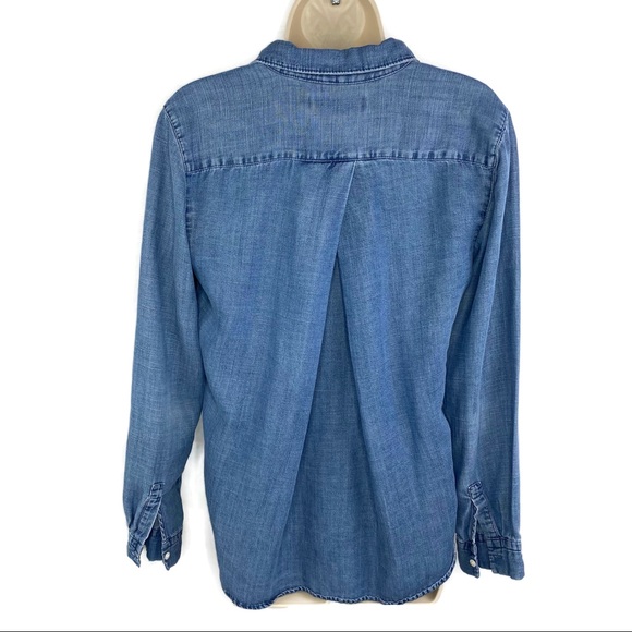 Ann Taylor Loft Blue Soft Denim Tunic front buttons With Collar Small - Picture 6 of 10
